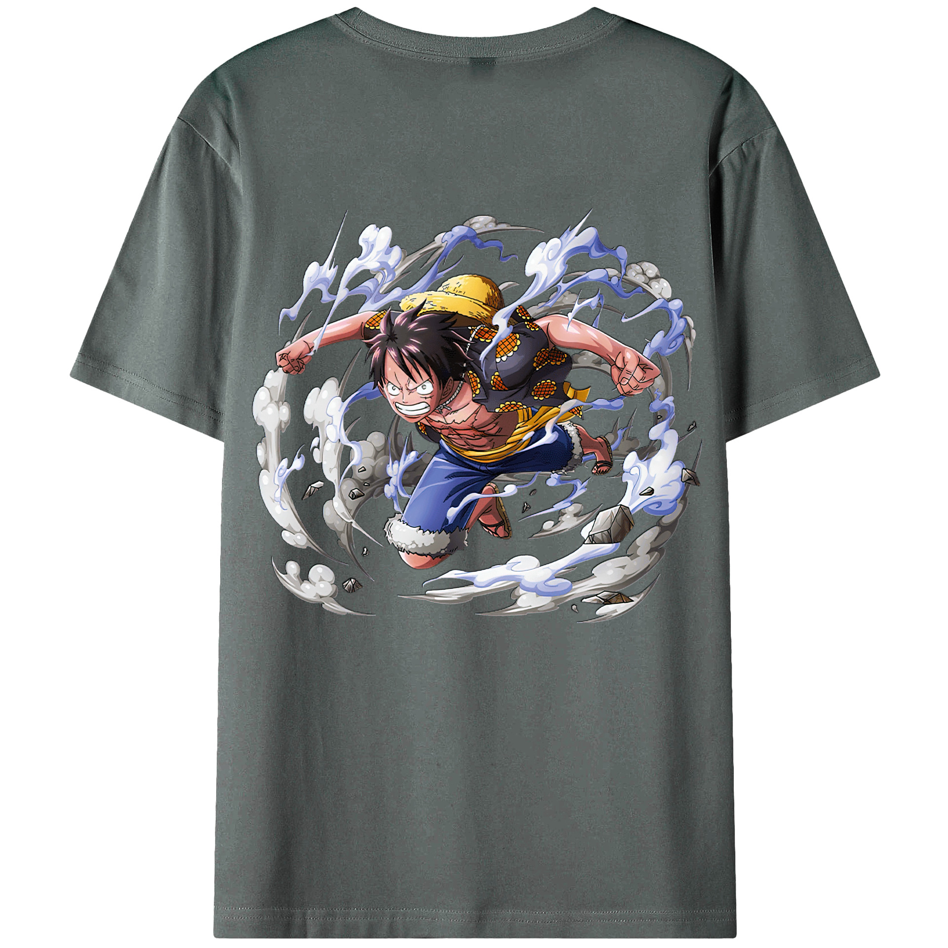 ワンピース モンキー・D・ルフィ ONE PIECE Monkey D. Luffy 綿100％ メンズ半袖Tシャツ（バックプリント） 通気性
